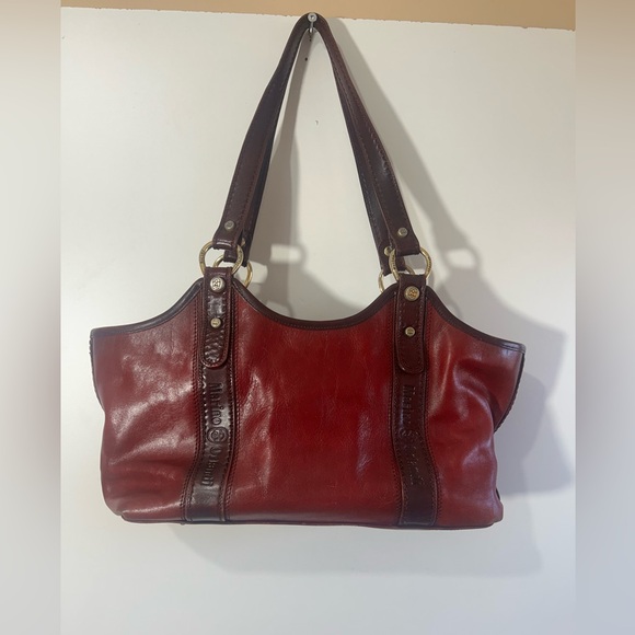 MARINO ORLANDI VINTAGE ITALIAN LEATHER SHOULDER BAG IN BURGUNDY SHADS - Picture 3 of 16